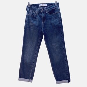 Levi Signature Jean Boyfriend Low Rise Straight Western W4 27x24 Dark Wash Blue